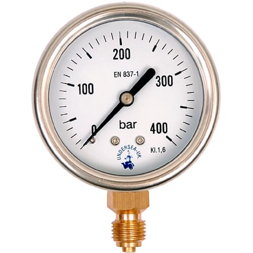 Manometer 0-400 bar, 63 mm, O2 ren - Toskedal AS