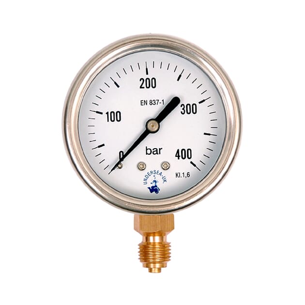 Bar O2 Manometer Logo Manometer 0-400 bar, 63 mm, O2 ren - Toskedal AS