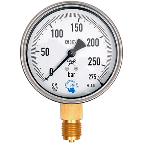 Bar O2 Manometer Logo Manometer 100 mm 0-275 bar O2 rent - Toskedal AS